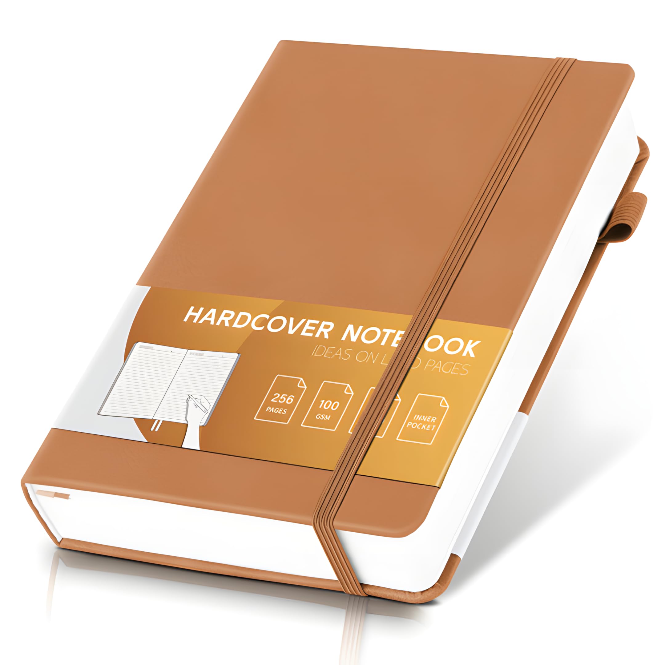 Carnet ligné A5 MINICAGIE 256 pages en cuir texturé jaune