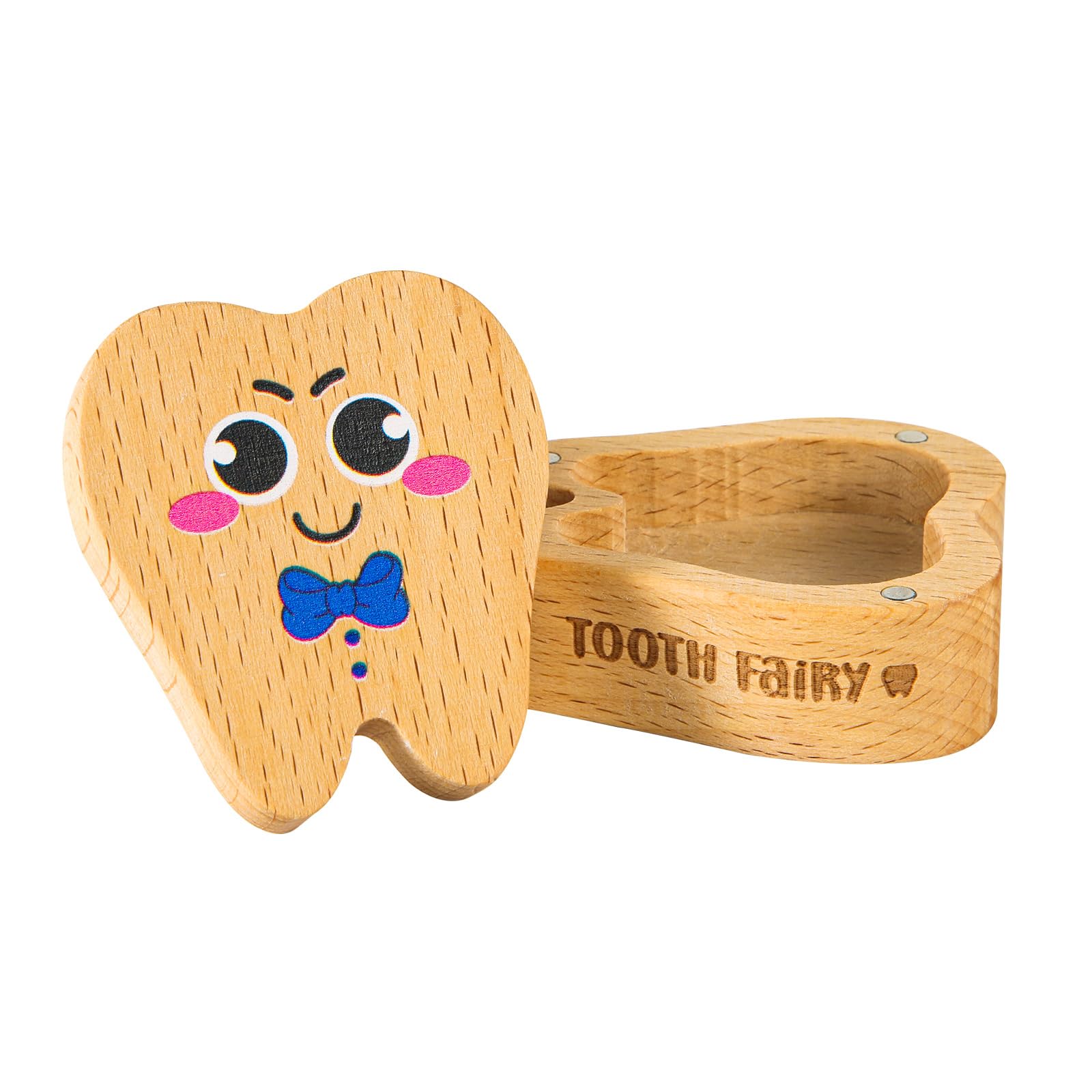 XIHIRCD's 3D Wooden Tooth Keepsake Box, Magnetic Holder, Cute First Tooth Storage Box - Blue Eye Mask Souvenir Gift