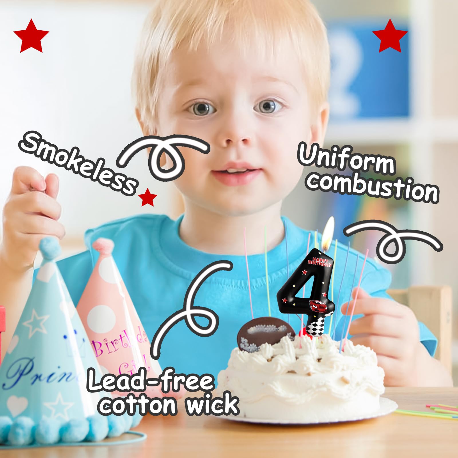 Candela Numero 3 Per Torta - Forma Macchina Da Corsa, Compleanno Bambini - Foto 7