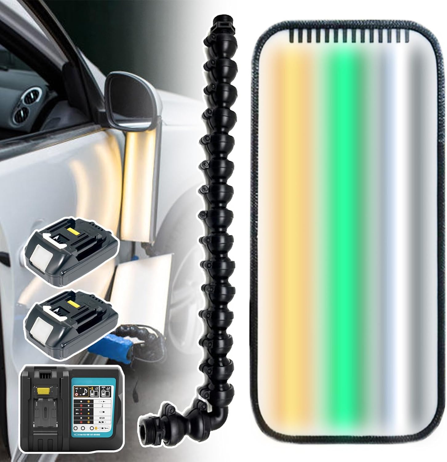 PDR Light,Dent Repair Tools-Portable Car Tools with Led Line &Suction Cup Bracket- Brightness Adjustable-Paintless Kit for Body Testing,with 2pcs Battery