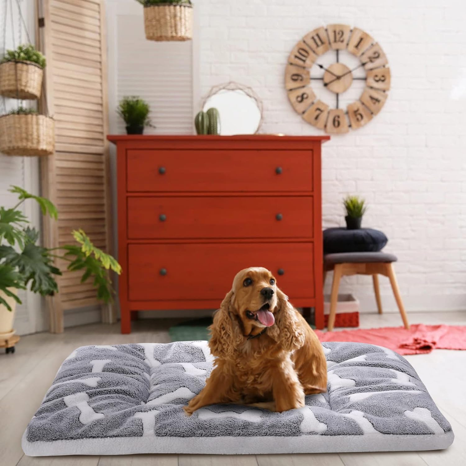 Super Soft Flannel Dog Crate Bed with Dog Blanket for Crate, Kennel, Car Seat - Machine Washable Dog Crate Pad for Small, Medium, Large Dogs : Pet Supplies