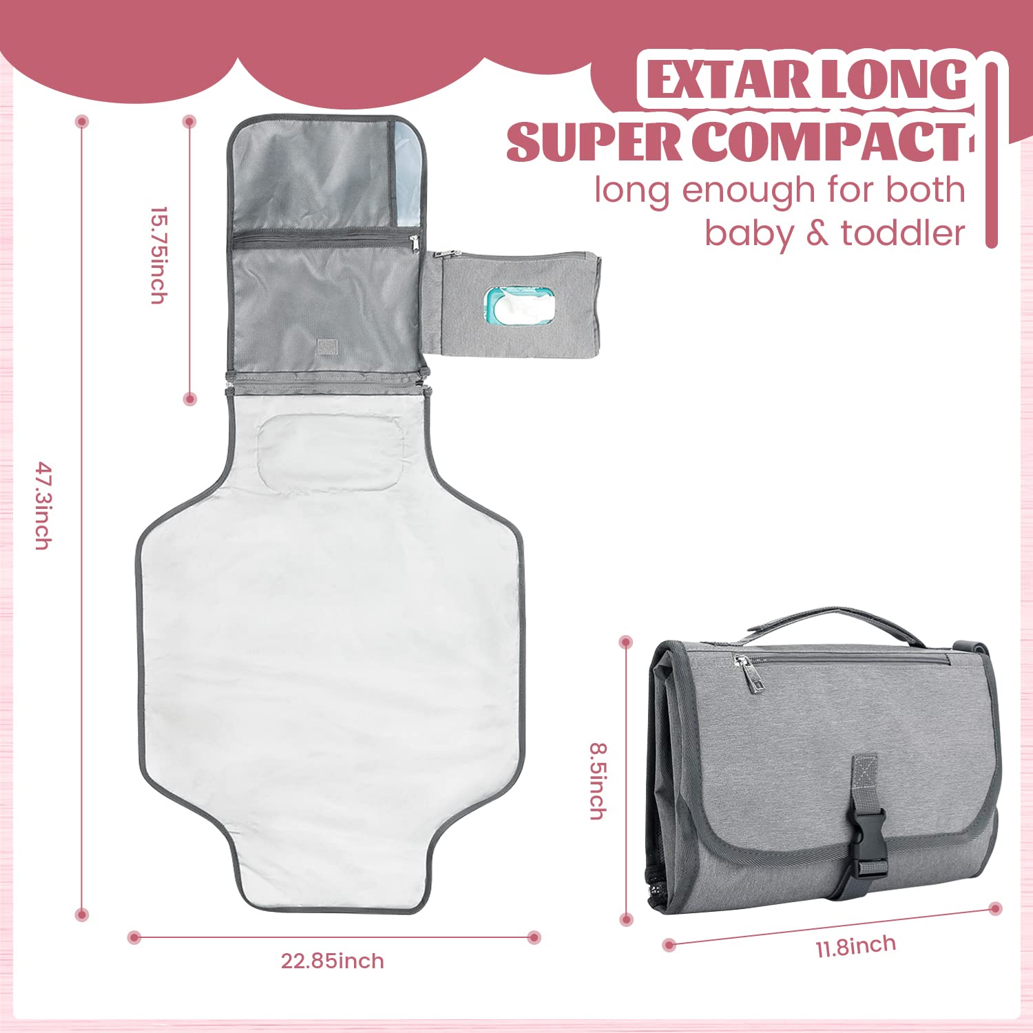 Matelas à Langer Portable Bébé - Compact Imperméable Avec Oreiller - Idéal Voyage Et Sorties