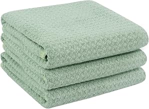 VIVOTE Microfiber Tea Towels, Green Thick Honeycomb Tea Towels, Super Absorbent Lint Free Tea Towels, Pack of 3, 40 x 56 cm