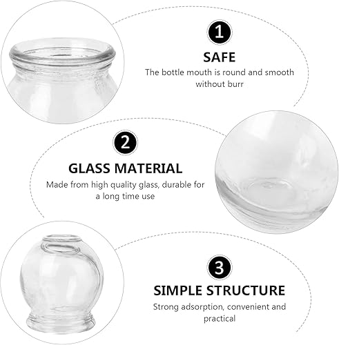 Miniatura 7 de Ventosas de ventosas al vacío Juego de ventosas de vidrio Masaje de vidrio Fuego Vacío Copas de ventosas Tamaño 1 Tazas de masaje de vidrio