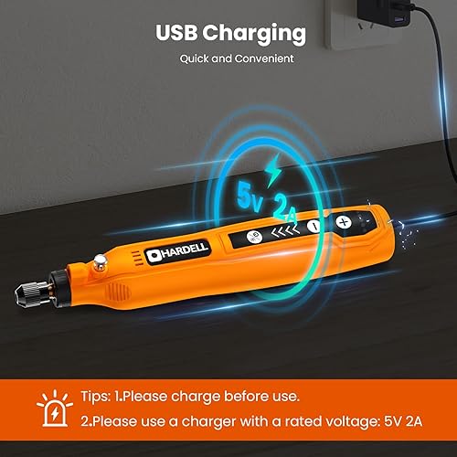 Miniatura 34 de HARDELL - Mini kit de herramienta rotatoria inalámbrica multiusos con 5 velocidades, carga USB y 61 accesorios, herramienta de 3.7 V para lijar