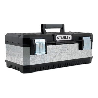 Stanley Boîte à Outils 58 cm en Métal Galvanisé avec Poignée Bi-Matière et Larges Attaches Métalliques 1-95-619