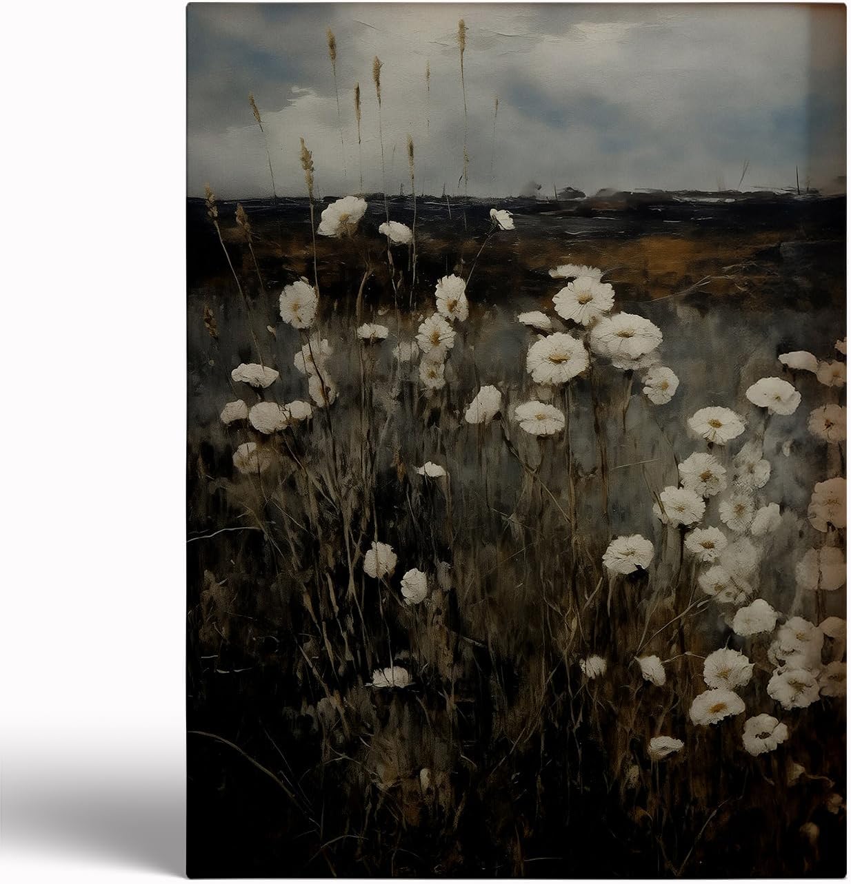 Wildflower Field Wall Art,Vintage Farmhouse Botanical Sign,Rustic Flower Farm,Wild Flower Wall Painting,Field Of Flowers Print For Living Room Dresser Bedroom Decor 8x12inch Framed Art