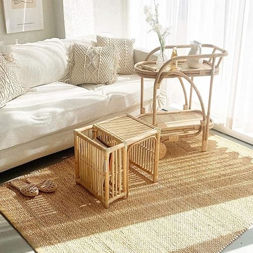 Miniatura 2 de Mesa de Centro - Mesa de centro pequeña de ratán de estilo japonés, mesa auxiliar de almacenamiento de tatami, mesa auxiliar para sala de estar,