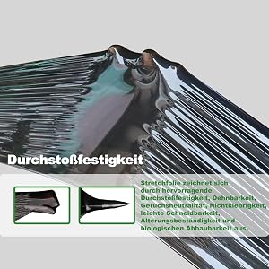 2 Rollen Schwarze Stretchfolie mit Griffen, 38,1 cm x 300 m, Schrumpffolie, Umzugsfolie, Lieferanten, 60 Gauge, Kunststofffolie für Palettenverpackung, Versand und Oberflächenschutz (A2) - Image 4