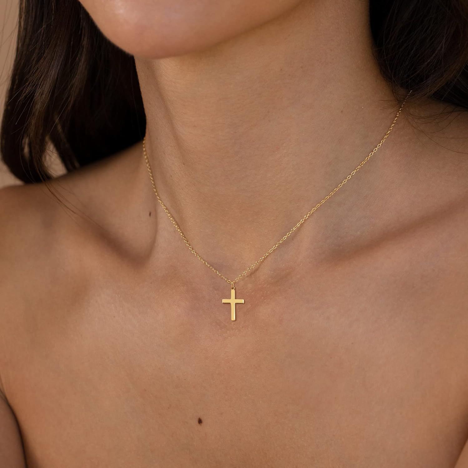 DEARMAY Gold Plated Cross Necklaces for Women, Dainty Gold Plated Cross Choker Necklace for Women Simple Small Pendant Neckalce Jewelry Gift - Image 8