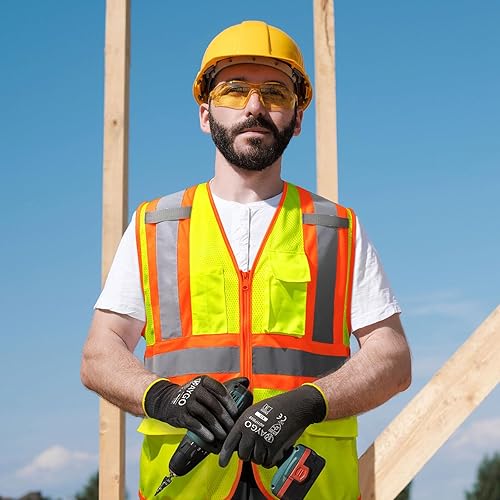Vista 29 de KAYGO Safety Vest with Pockets - High Visibility Reflective Vest ANSI Class 2 Construction Vest Azul cielo,Amarillo,Naranja,Rosa,Negro - nuevo