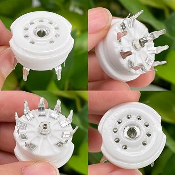 4PCS 9Pin Tube Socket Ceramic B9A Valve Base PCB Mount GZC9-Y1 For 12AX7 12AU7 ECC82 ECC83 ECC81 5670 6922 ECC88 EF86 6DJ8 EL84 Tube Amp GZC9-Y1 Tin Plated 4PCS
