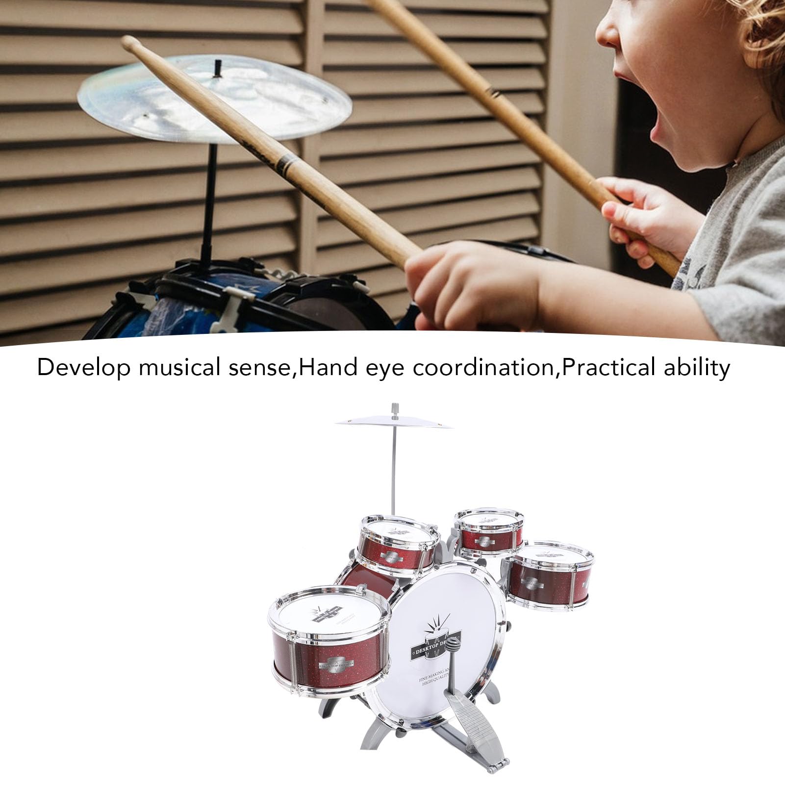 Tamburo per bambini per i bambini jazz tamburo set per bambini 5 batteria strumenti musicali percussione giocattolo