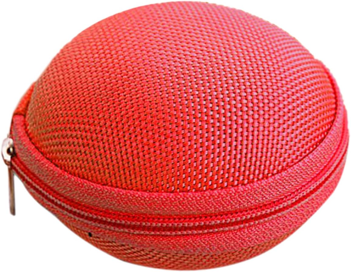 Cute Round Hard Storage Case for Earphone Headphone Earbuds SD TF Cards mini Bag (Red 03)