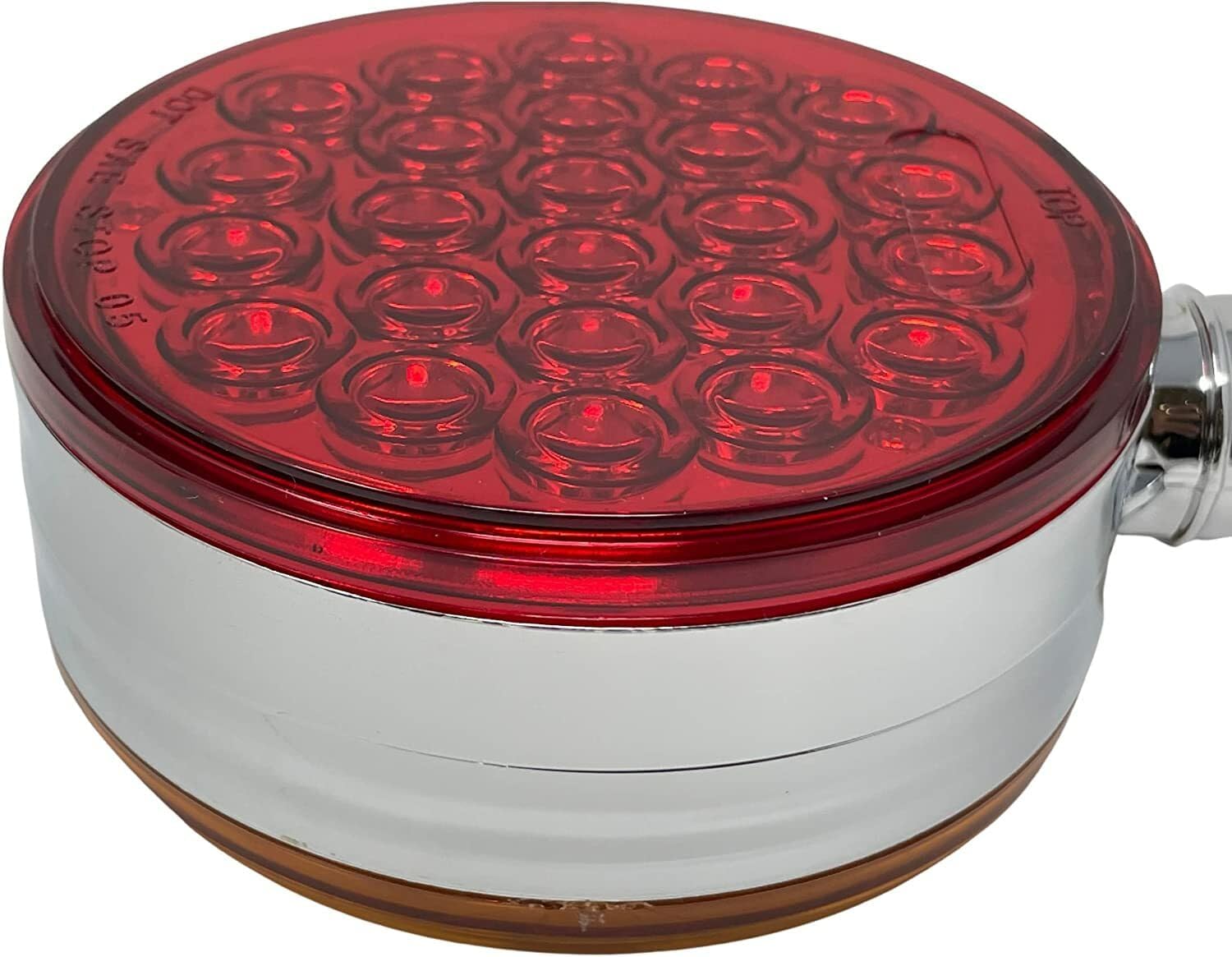 All Star Truck Parts 2pc Amber/Red 48 LED Round Double Face Stud Mount Pedestal Fender Stop Turn Tail Light for Truck Trailer Peterbilt Freightliner Heavy Duty Mack Western Star. Left and Right Side