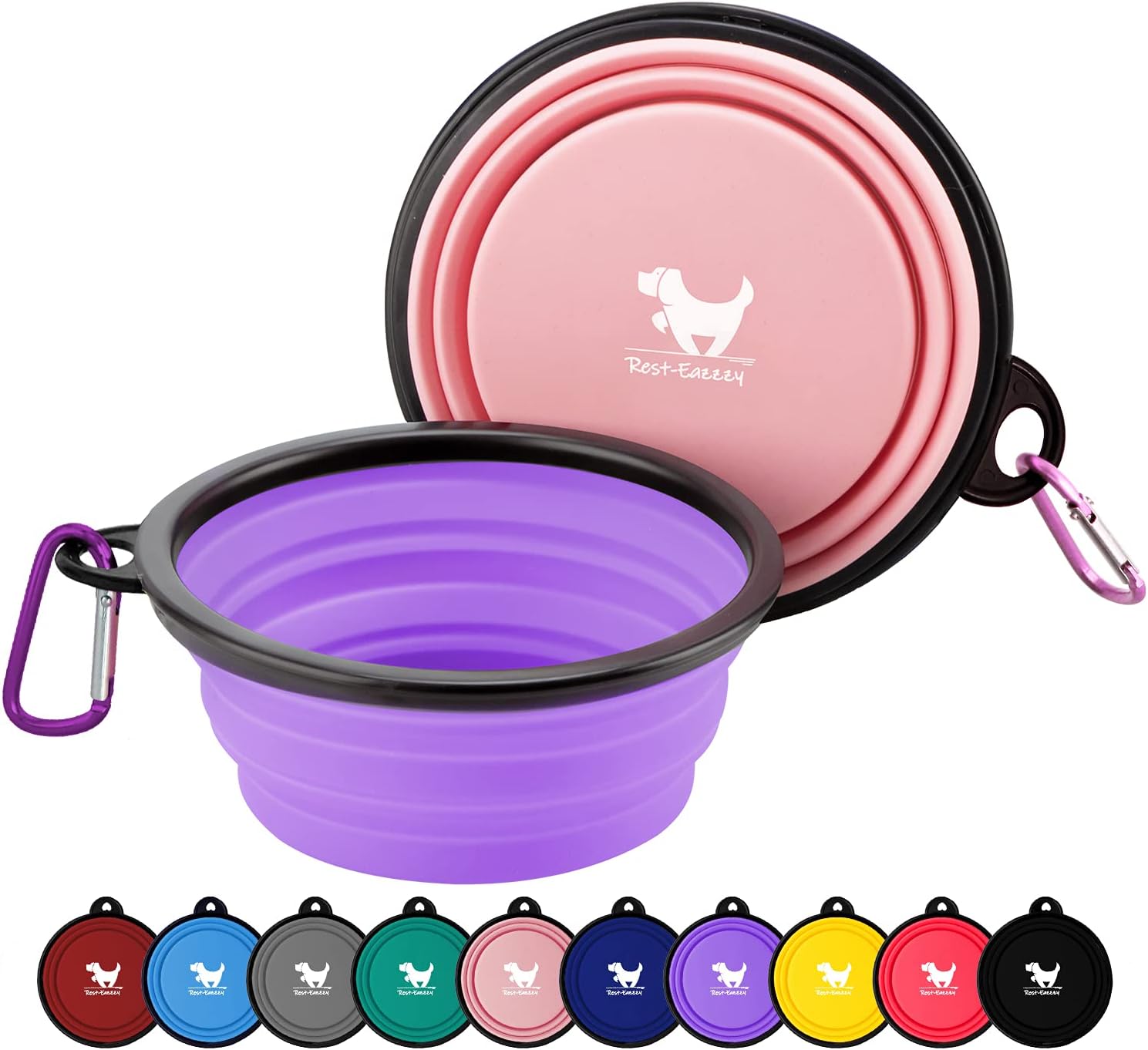 Travel-Friendly Collapsible Dog Bowls – 2-Pack, BPA-Free with Carabiners Travel-Friendly Collapsible Dog Bowls – 2-Pack, BPA-Free with Carabiners