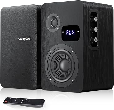 Powered Bookshelf Speakers for Turntable, 40W*2, 4 Inch Woofer | Optical/ARC/RCA/AUX/BT Wired & Wireless Input, HiFi Stereo Sound, Active Vinyl Record Player Speakers for TV Desktop PC