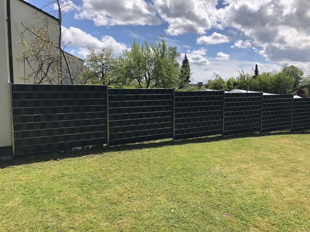 Zaun Sichtschutzstreifen für Doppelstabmatten - 35m 35Clips 700g Premium Doppelstabmattenzaun Sichtschutz für den Garten. Sichtschutz und Windschutz, Besonders Langlebig, Anthrazit (Anthrazit)
