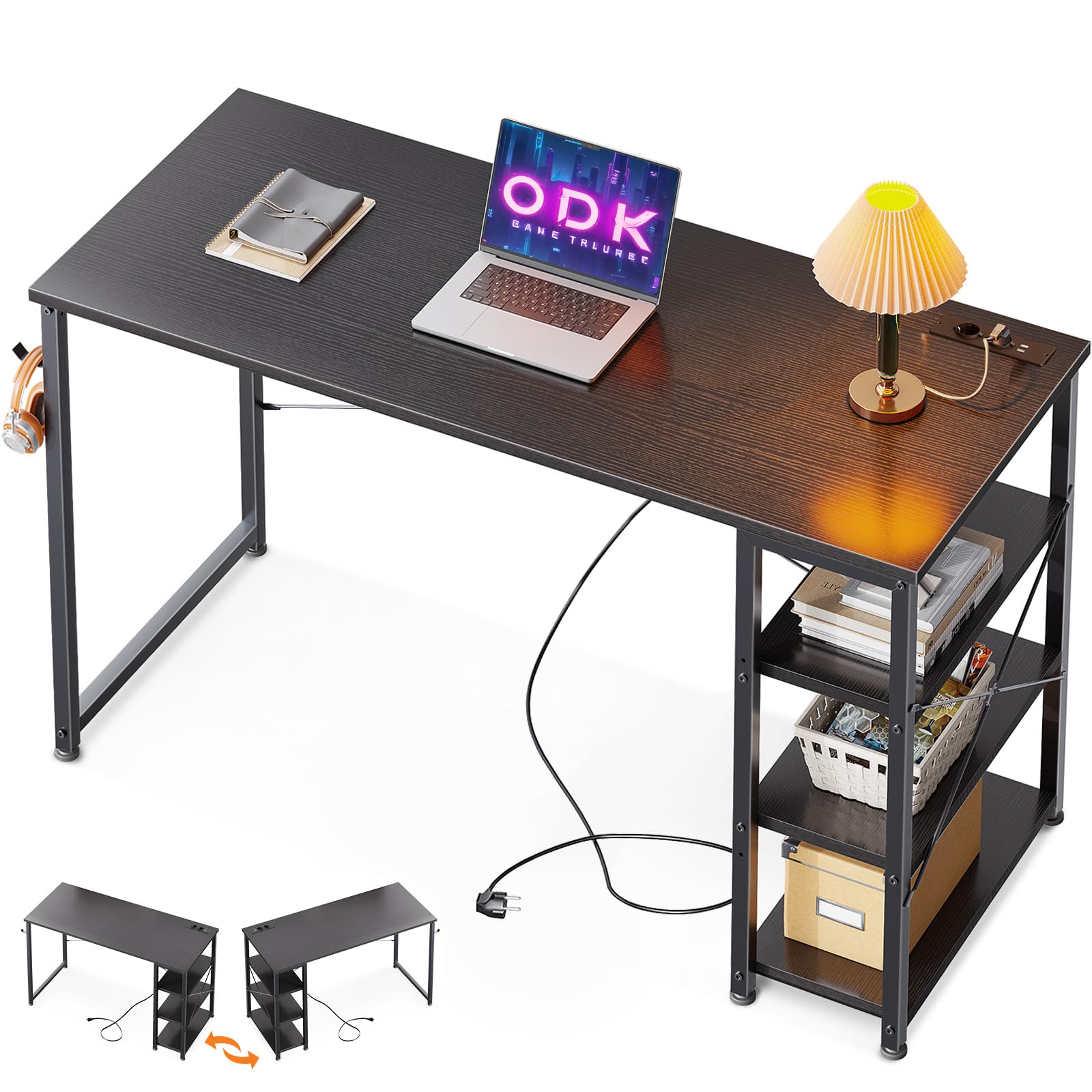 ODK Small Desk in a home office setting with a laptop and lamp