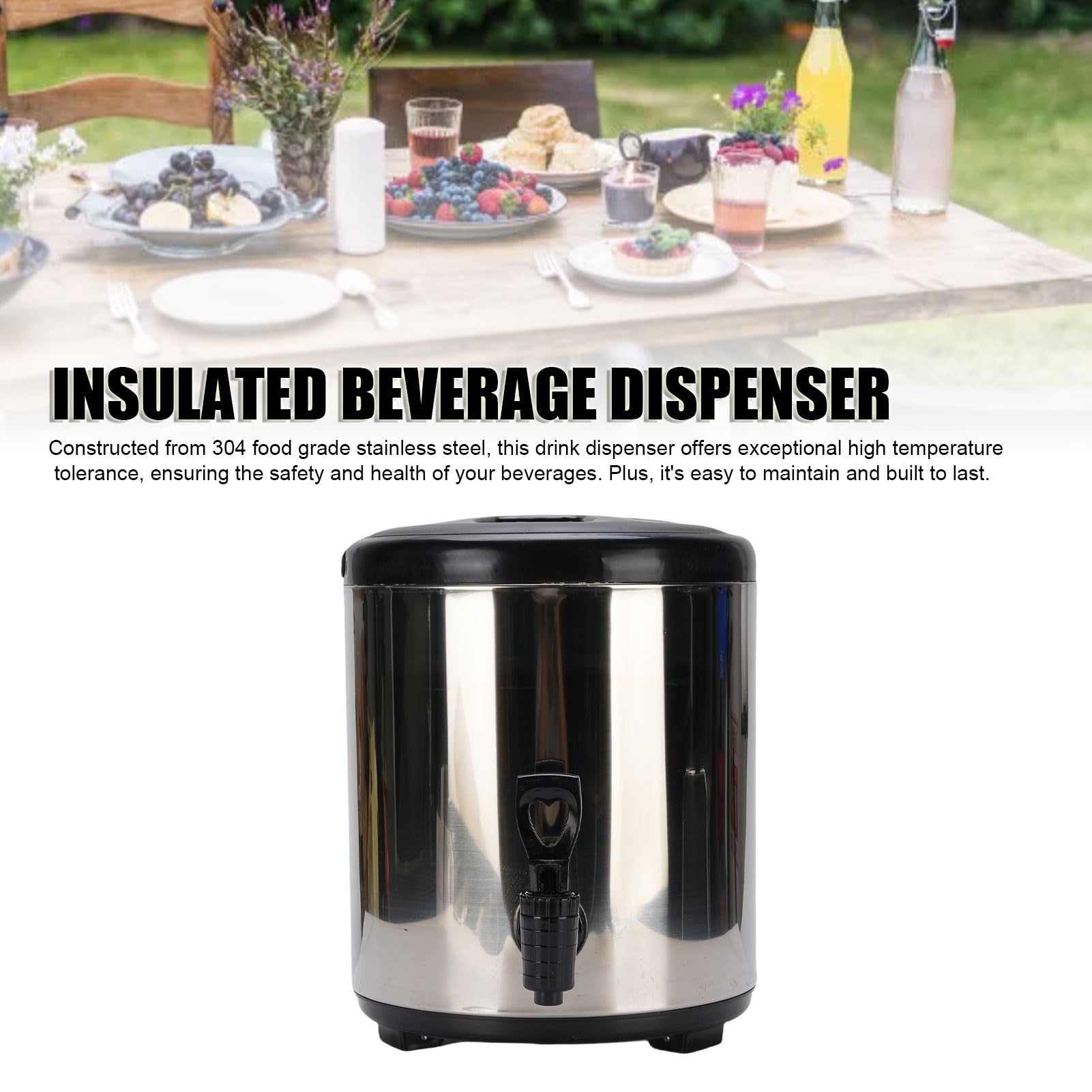 6L Thermal Hot and Cold Beverage Dispenser, Stainless Steel Portable Insulated Drink Dispenser for Milk Tea Juice Soup, Lightweight with Handle (Silver)