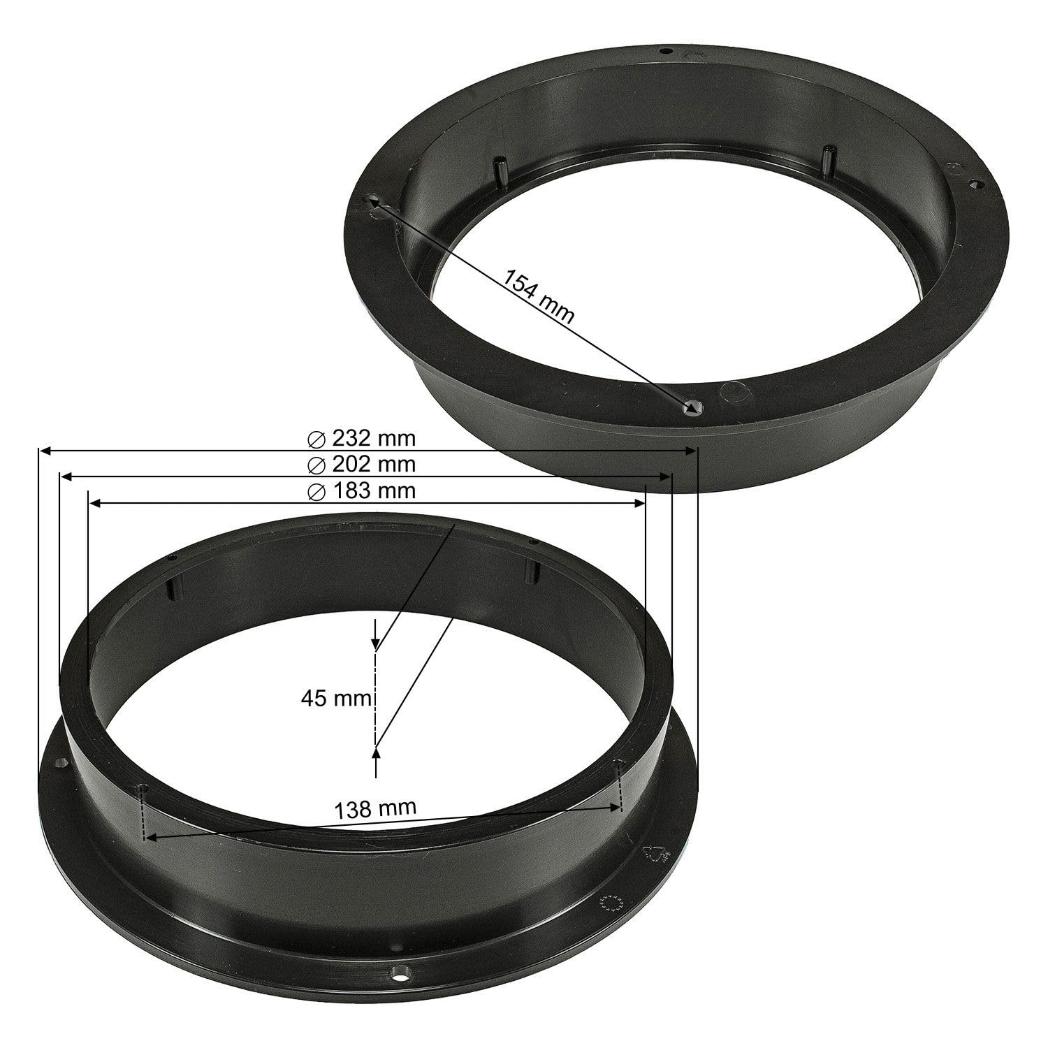 tomzz Audio 2803-017 Anneaux de Haut-parleurs Adaptateurs Supports compatibles avec Audi A4 A5 Porte Avant pour Haut-parleurs 200mm DIN