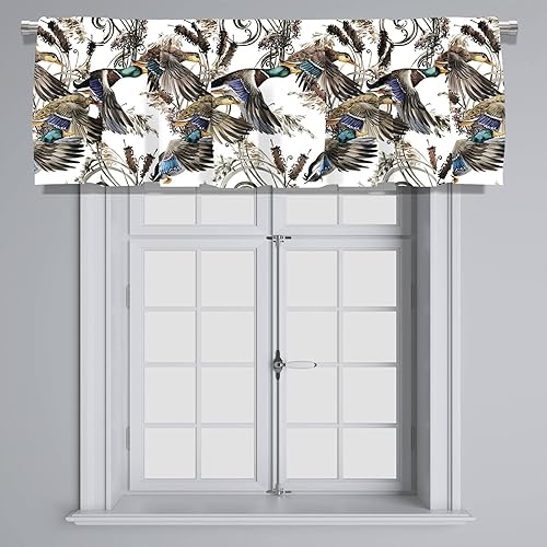 Miniatura 3 de Cenefa de cortina corta opaca con bolsillo para cortinero lacustre para decoración de cocina, dormitorio, 52 x 18 pulgadas, marrón topo, 2 paneles