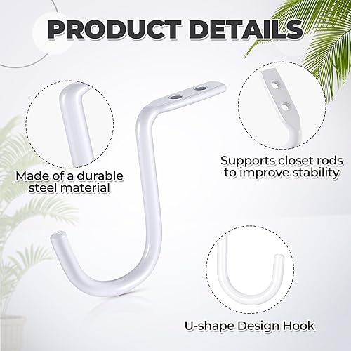 Vista 3 de Gisafai 4 soportes centrales de barra de armario de 1-1/2 pulgadas, soportes de montaje en pared de metal resistente para estantes, armario, barra