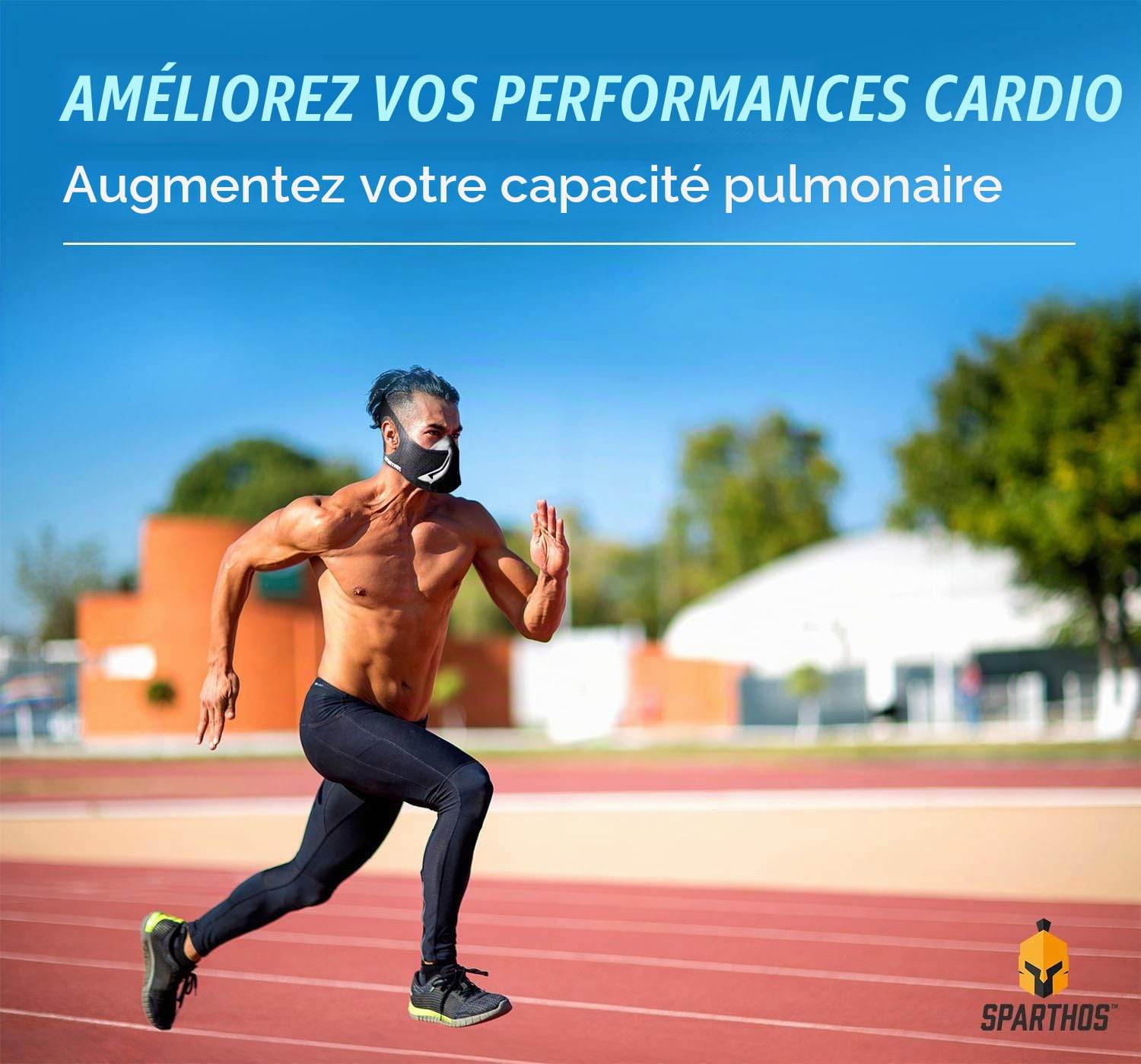 Sparthos Masque de haute altitude, simule les hautes altitudes, pour salle de sport, cardio, fitness, course à pied, endurance et entraînement HIIT, 16 niveaux de respiration