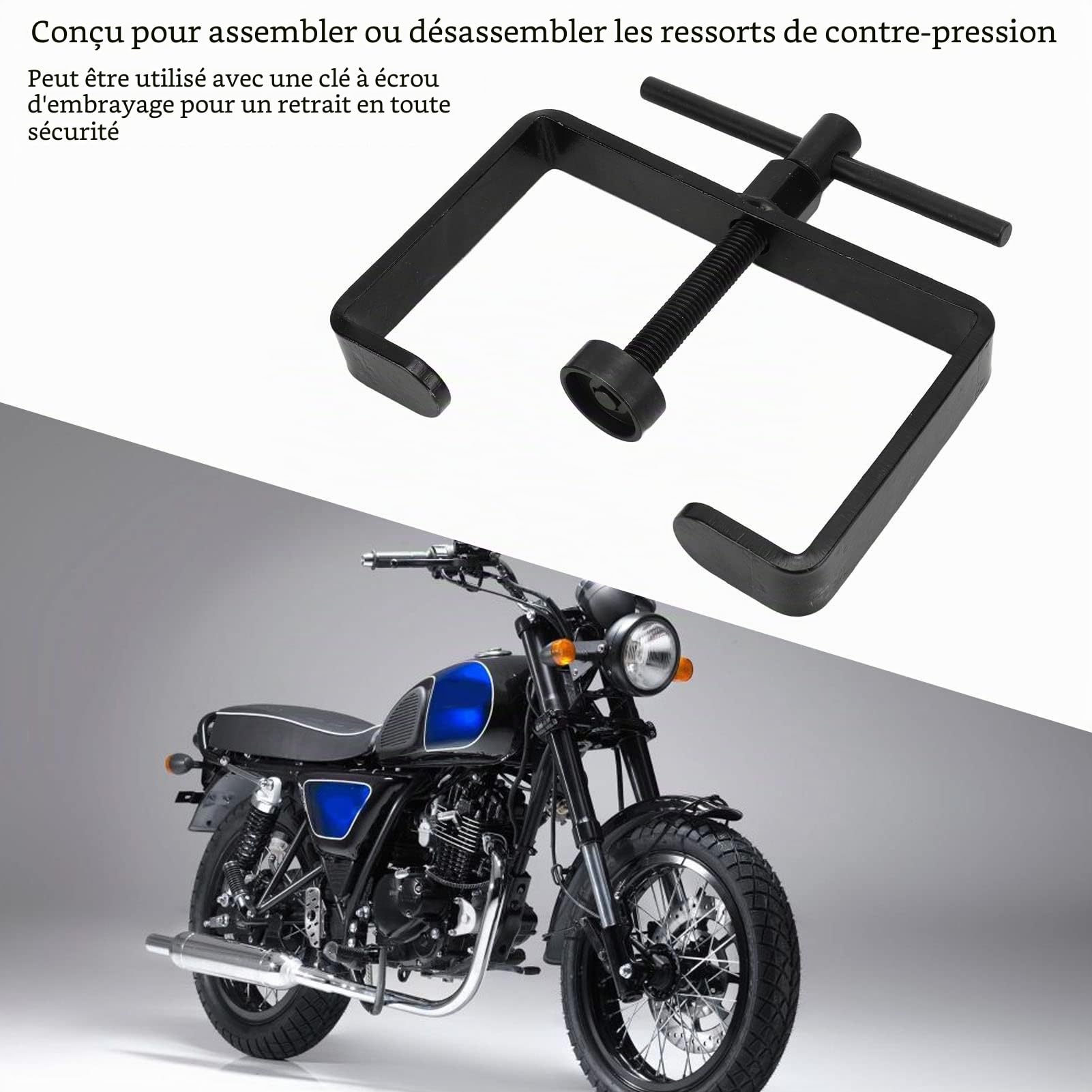 Outil de Compression de Ressort D'embrayage, Compresseur de Ressort D'embrayage de 125 à 155 Mm, Outil D'installation Universel pour Motos, Scooters de 50 à 250