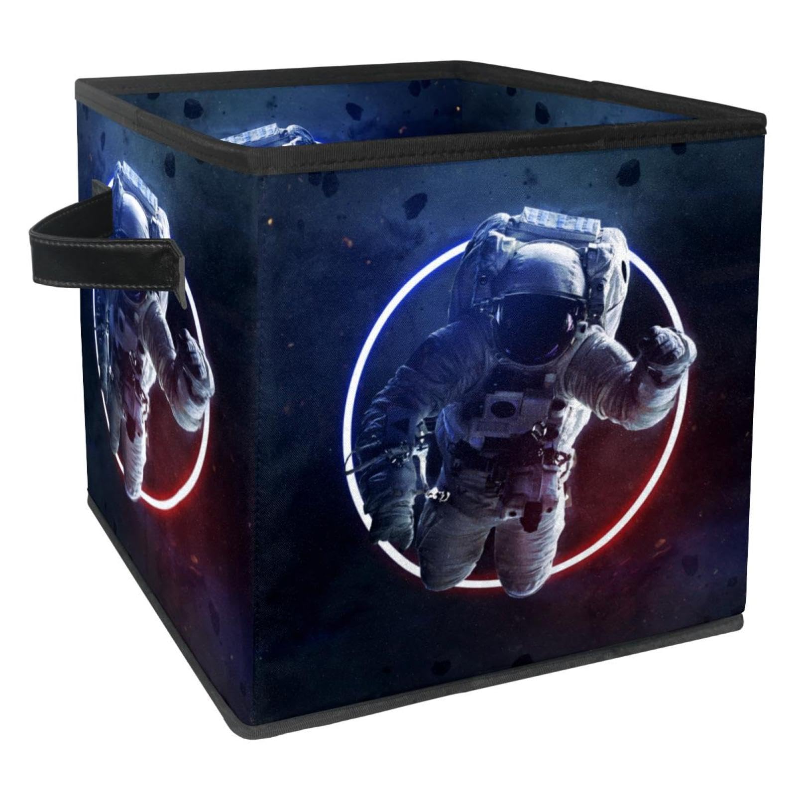 Boîte de rangement en tissu premium au design astronaute et finitions soignées