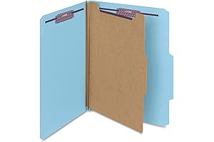 10-Pack Blue Smead Classification Folders with SafeSHIELD Fasteners for Extended Accommodation of Letters