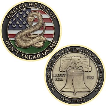 Dont Tread on Me Liberty Bell Challenge Coin Designed by Military Veterans