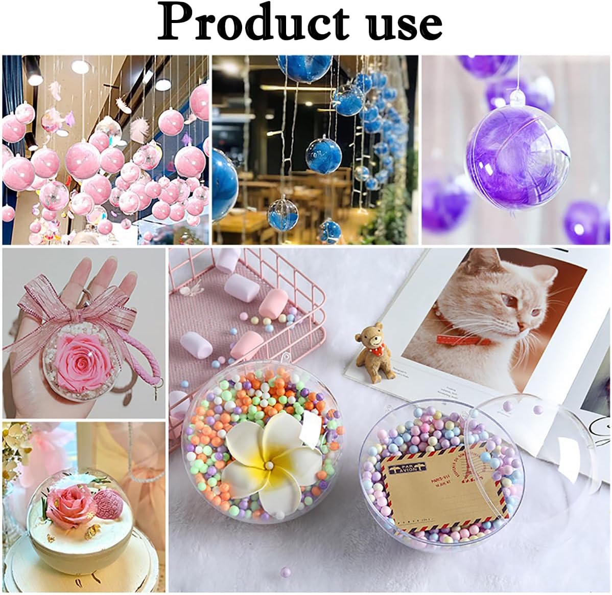 20 Pcs Christmas Ornaments Balls, 1.95inch/5cm Plastic Clear Refillable Decorative Ball, Clear Personalized Christmas Ornament for Crafts DIY, Wedding, Party, Valentine's Day Photo Ball, Home Decor