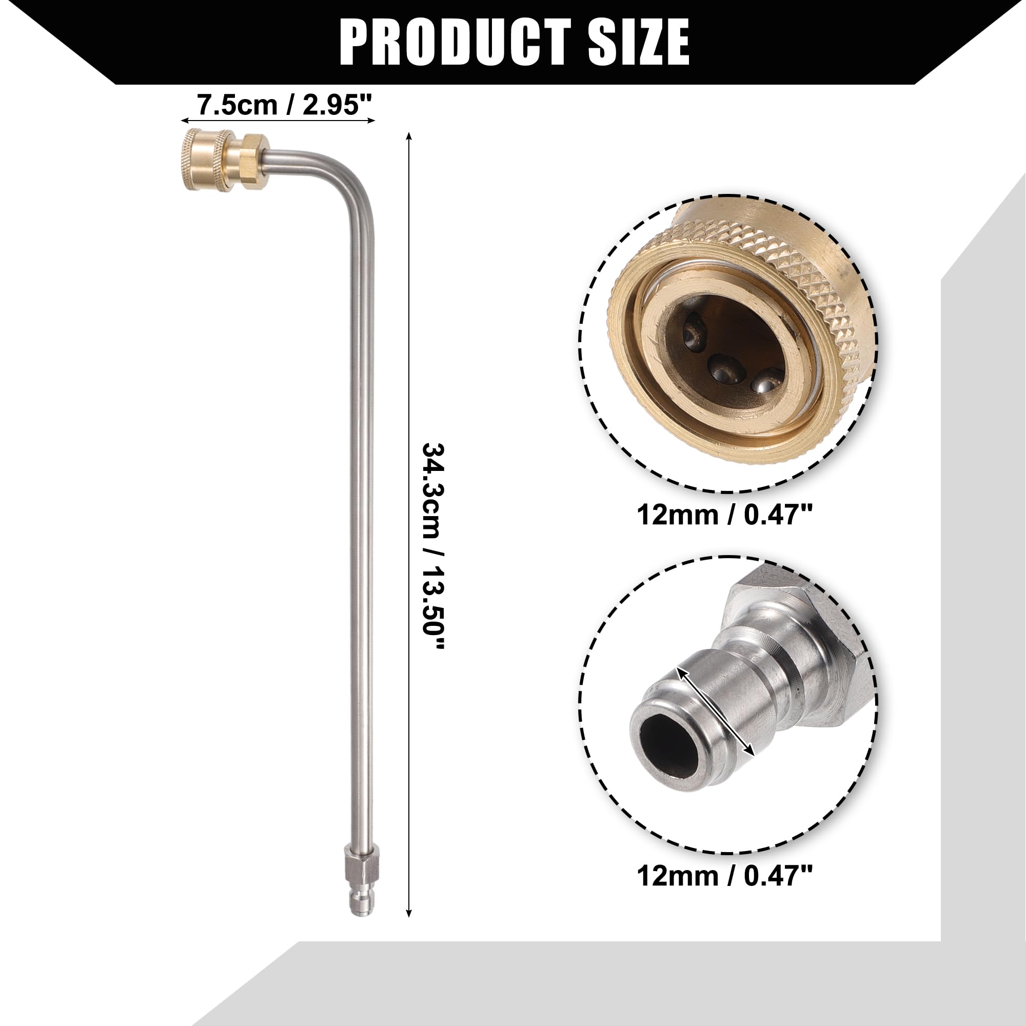 Prolunga per idropulitrice con ugelli per spruzzo/Estensione esterna per idropulitrice per asta di prolunga per auto, moto, bicicletta / 90 gradi / 1 set