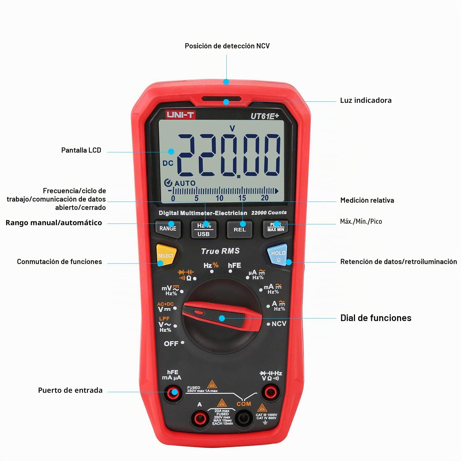 UNI-T UT61E+ Digital Multimeter True RMS AC/DC Voltage Current Resistance Capacitance Tester