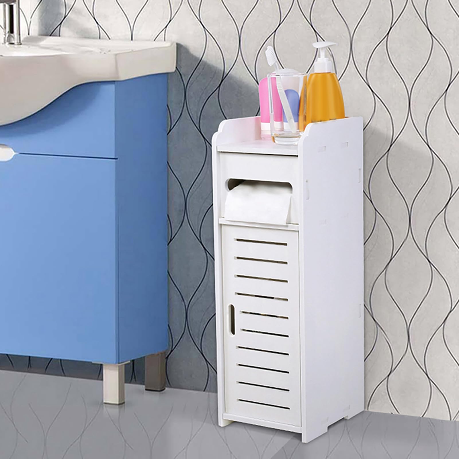 Gegong PVC bianco in legno in legno in plastica per bagno armadio da bagno mensola multiscale multi -strato saver per bagno usa la soluzione di stoccaggio della toilette organizzat