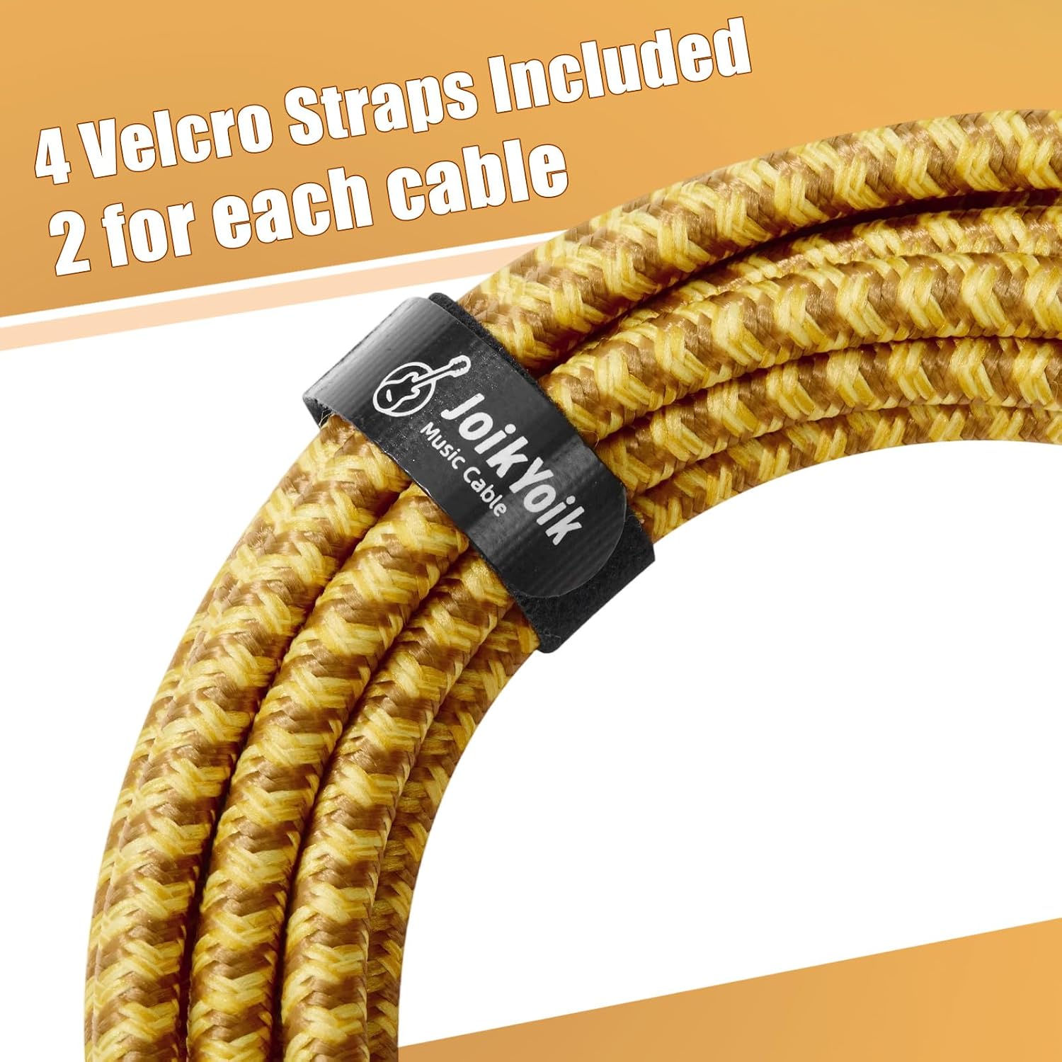 Guitar Cable 20ft 2-Pack, Tweed Cloth Braided Instrument Cable, 1/4 Inch Straight TS to Straight, for Electric Guitar/Bass/Amp, Yellow & Brown