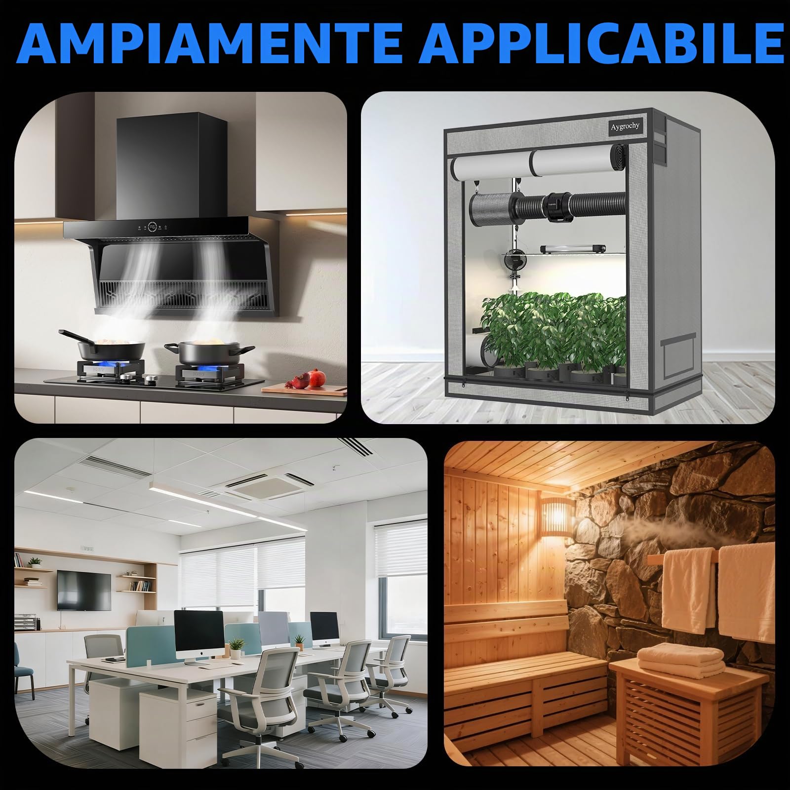 Aygrochy Ventilatore tubolare regolabile da 100 mm, motore EC trifase con regolatore di velocità per la ventilazione, adatto per tende di coltivazione, scatole di coltivazione, serre, idroponiche, ecc