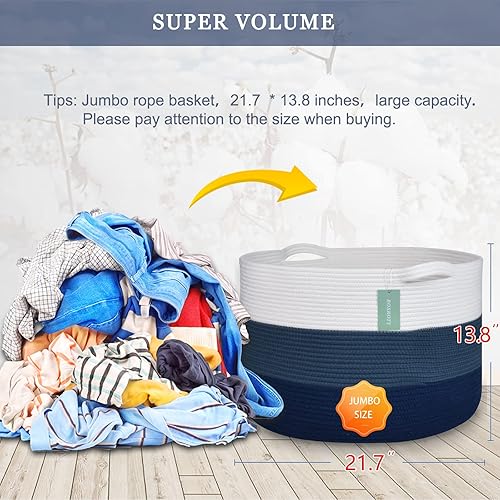 Miniatura 164 de Cesta de manta extragrande de 87 litros, cesta de lavandería, cesta de guardería para almacenamiento de juguetes, ropa y toallas, cesta grande