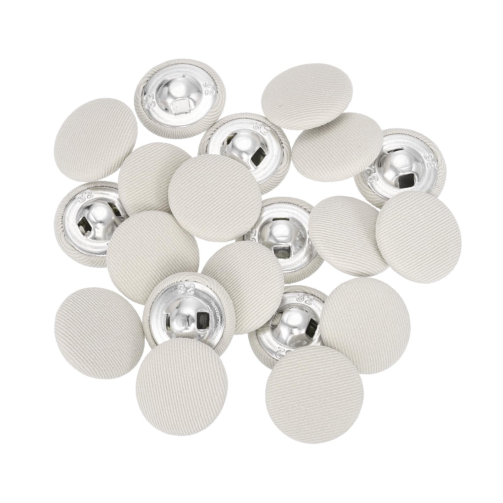 sourcing map 20Pcs Fabric Cloth Covered Button, 20mm 32L Metal Shank Round Sewing Buttons Fabric Covered Button for Coat Dress Sweater Hats Crafts Making, Beige
