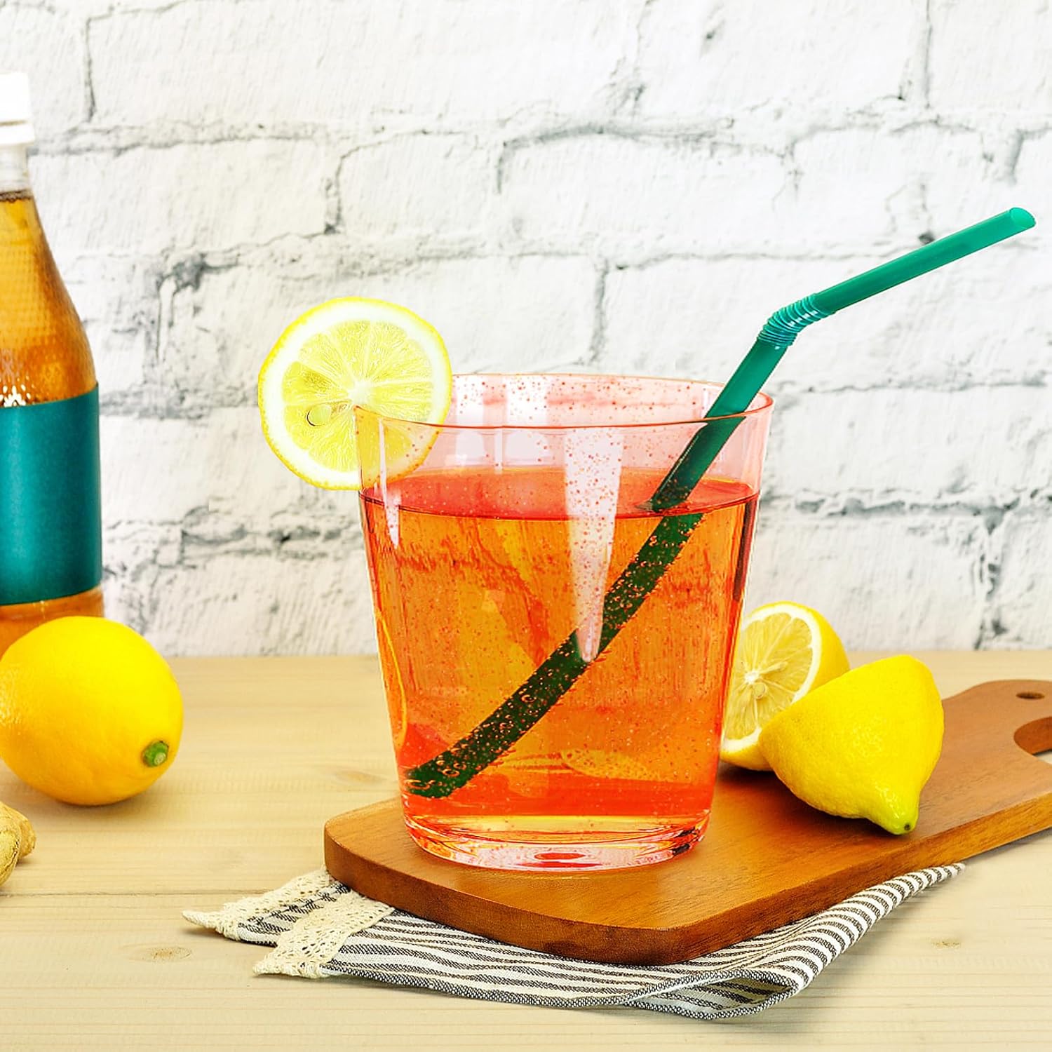 9oz Red Glitter Cups Disposable Wine Glasses Fancy Party Cups Clear Plastic Tumblers for Dessert, Drinking, Wedding, Party & Cocktail (25) - Image 3