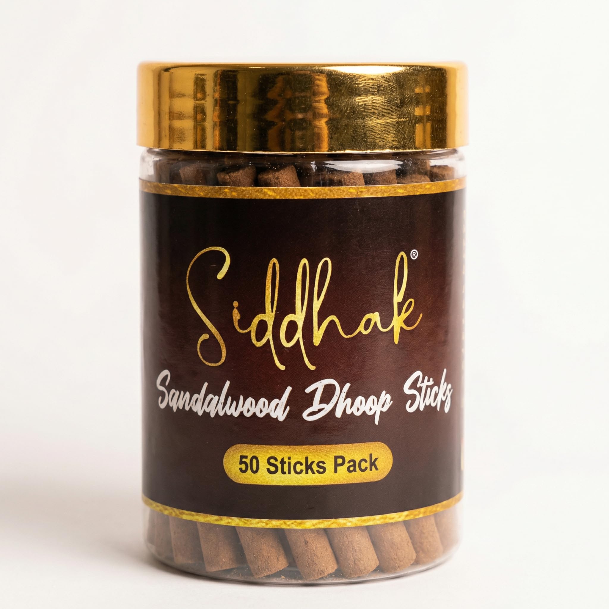 Siddhak Organic Sandalwood Dhoop Sticks – 50 Count with Free Holder | Up to 45 Minutes Burn Time | Long Lasting Fragrance Made from Natural Ingredients | Ideal for Pooja, Meditation, Yoga