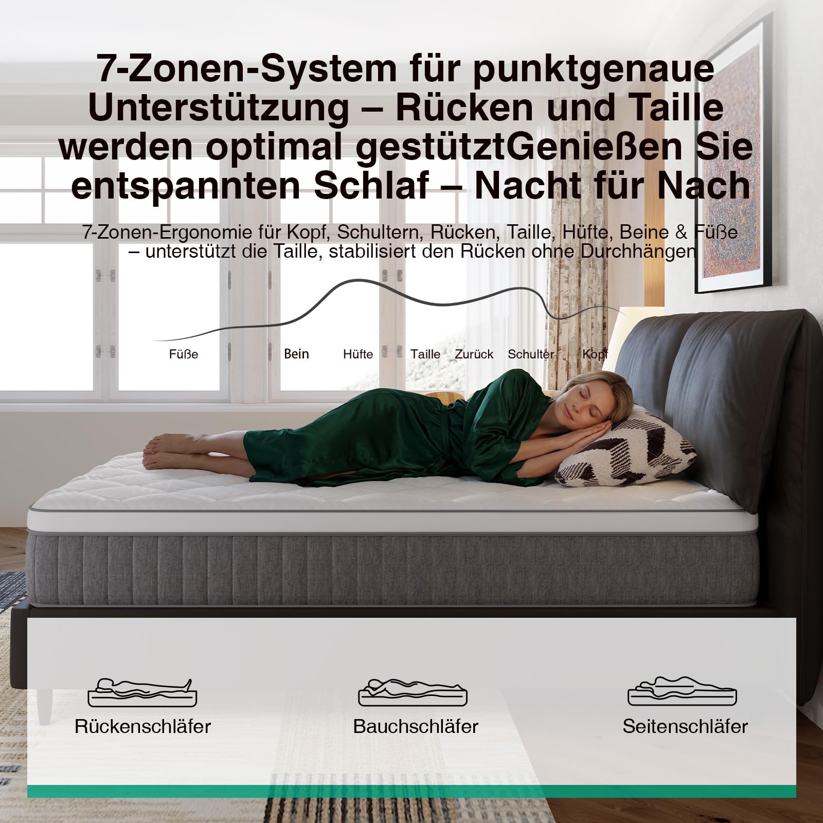 Novilla Matratze 120x200, H3 7-Zonen Duale Kühltechnologie Schaummatratze, 25 cm Höhe Kaltschaummatratze, Stabiler Rand, Bequem und atmungsaktiv Rollmatratze, Öko-Tex Zertifiziert