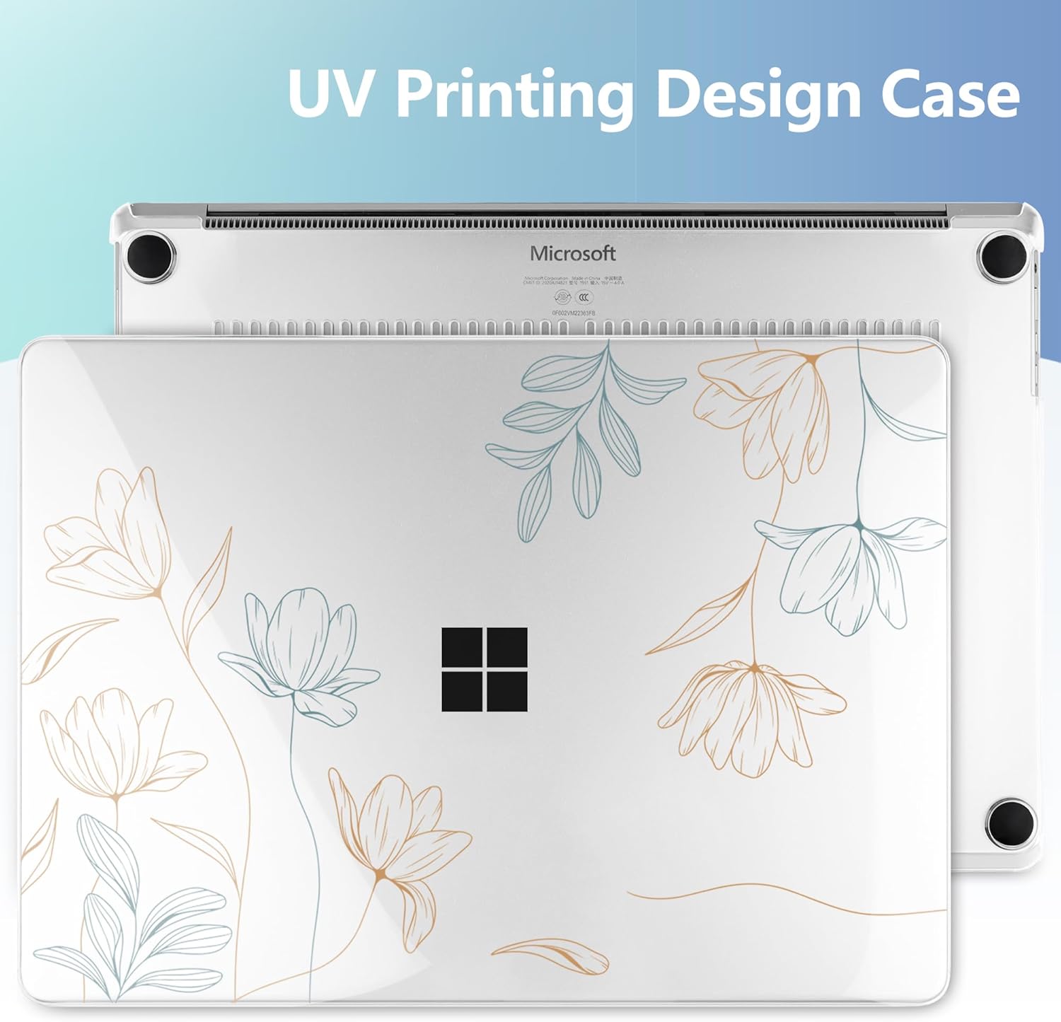 MEEgoodo Case for Microsoft Surface Laptop 13.8 inch Touchscreen 2024 (7th Edition),Clear Cover Fit Model 2036,Laptop Hard Shell with Keyboard & Webcam Cover & Screen Protector,Engraving Floral