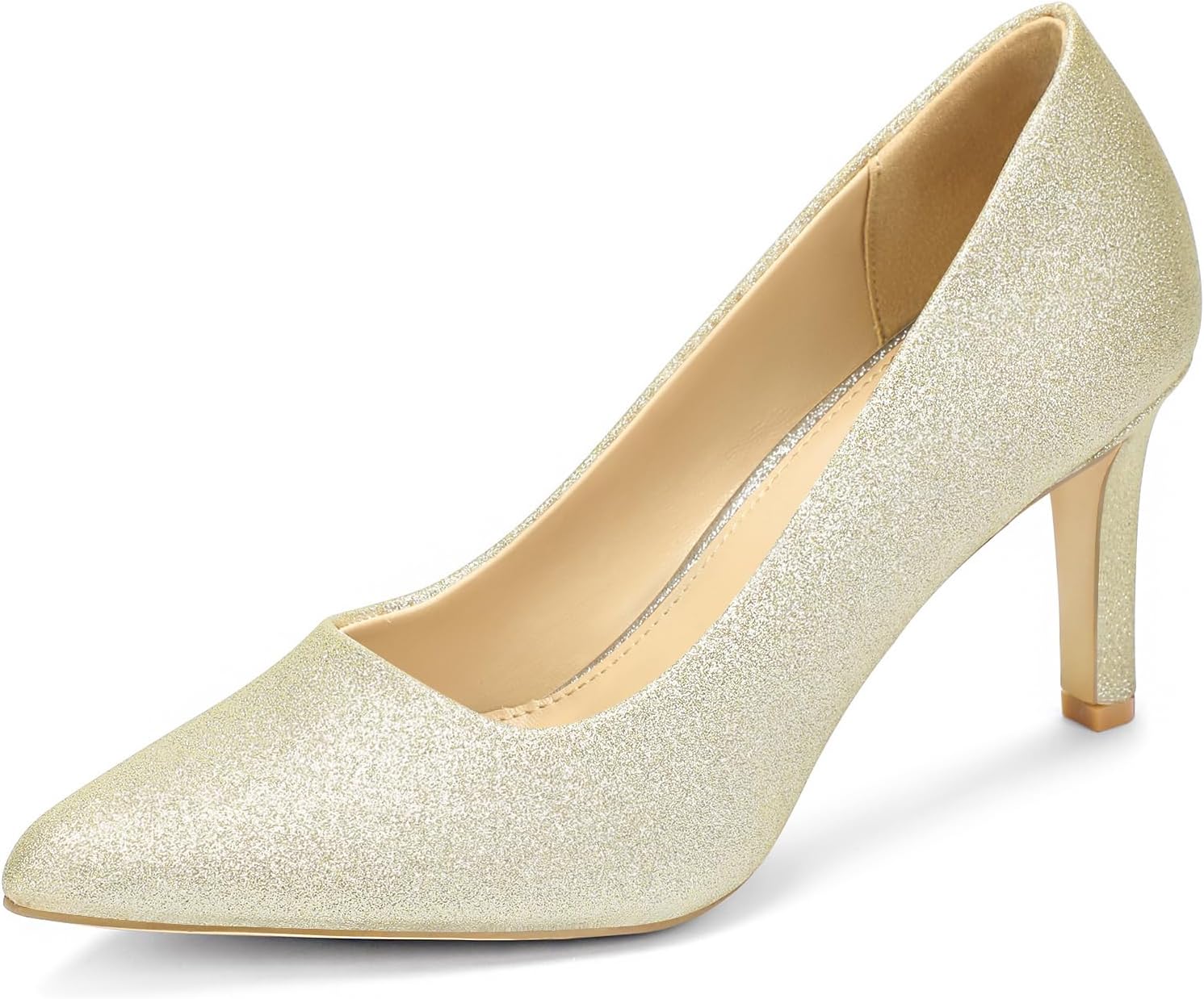 Women's Heels Pointed Toe Pumps Closed Toe High Heels Stiletto Comfortable Business Heels 3-Inch Wedding Party Dress Shoes 11 Platinum Ice Dusty Glitter