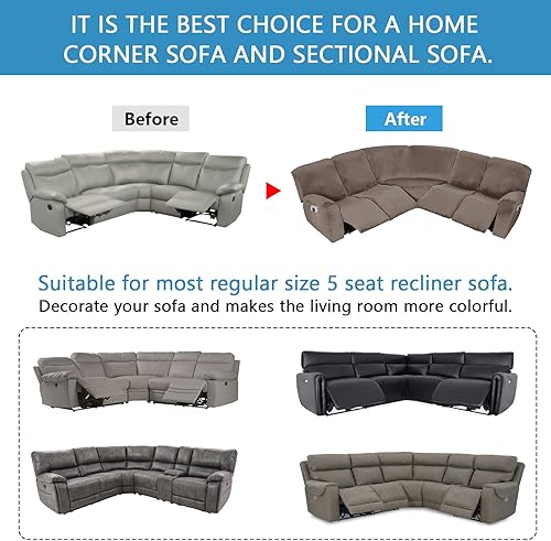 Miniatura 3 de Funda para sofá esquinero, funda seccional elástica de terciopelo, protector de sofá esquinero, fundas para sofá esquinero, funda reversible para