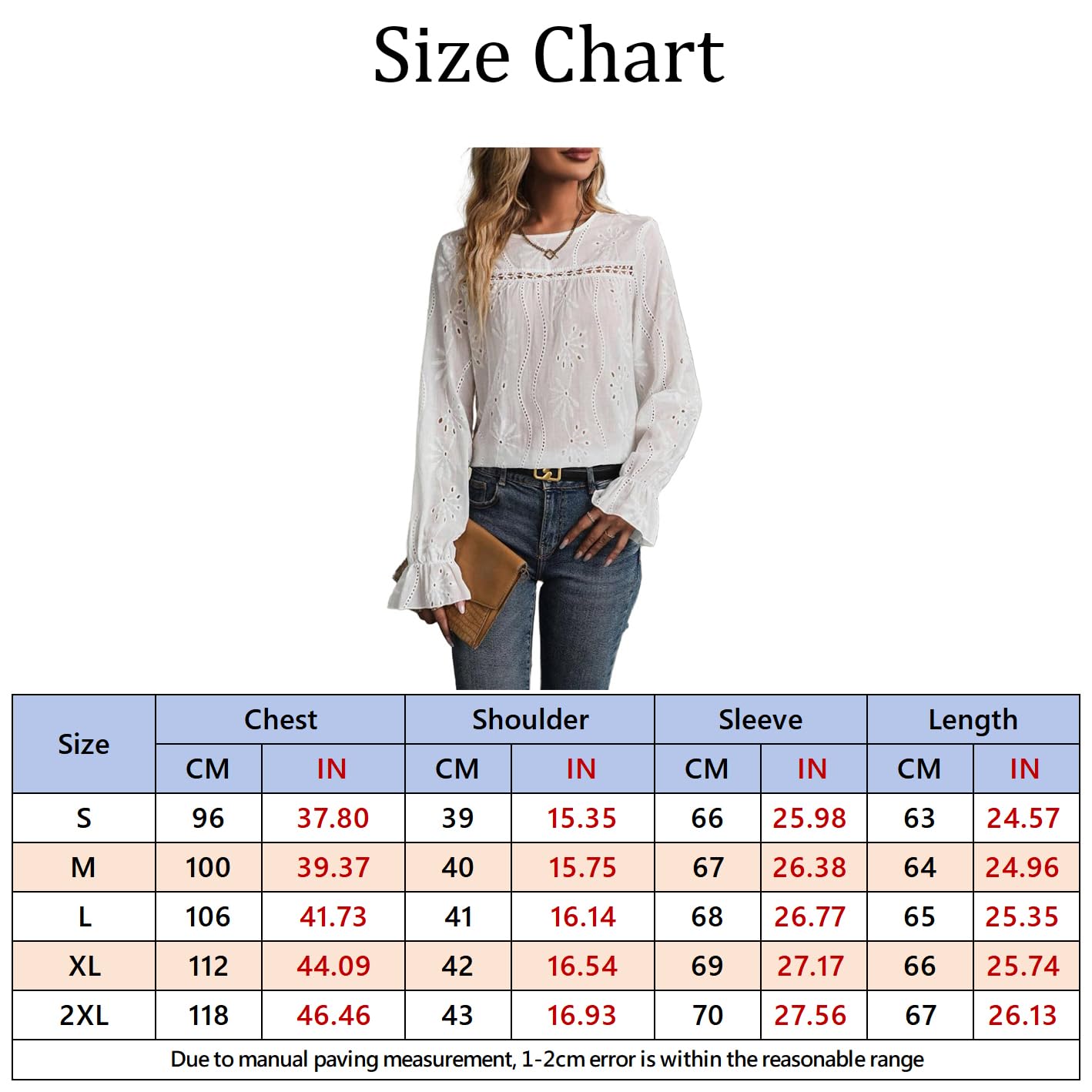 Femmes Dentelle Crochet Long Cloche Manches Haut Tendance Décontracté Col Rond Chemises