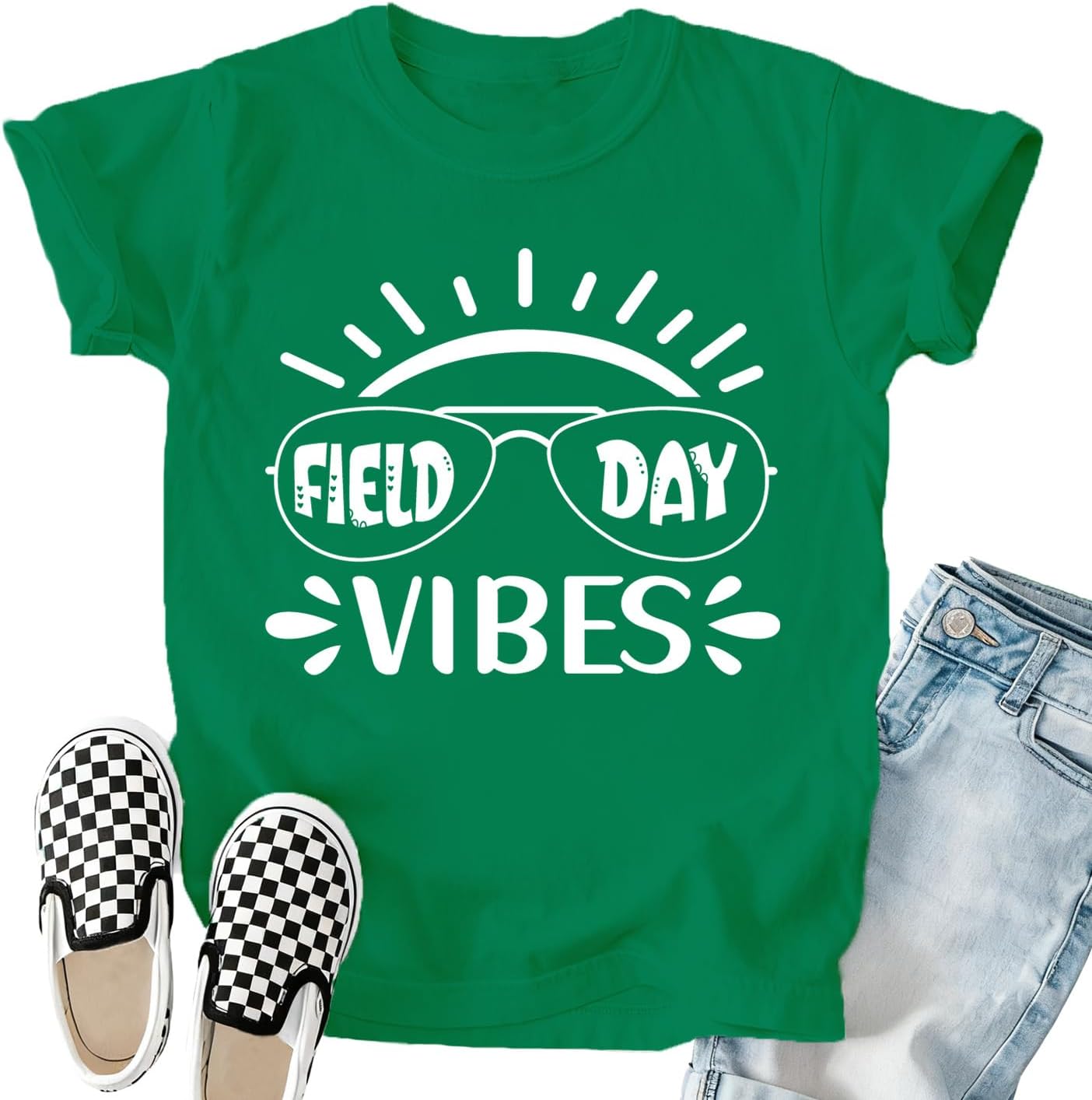 Field Day Shirt for Women Teacher Students Field Day Vibes T-Shirts School Boys Girls Sunglasses Tee Tops
