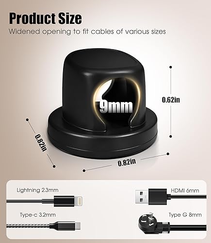 Miniatura 4 de Paquete de 8 organizadores de cables, clips giratorios en forma de , organización de cables adhesivos fuertes con clavos, soporte para cables para