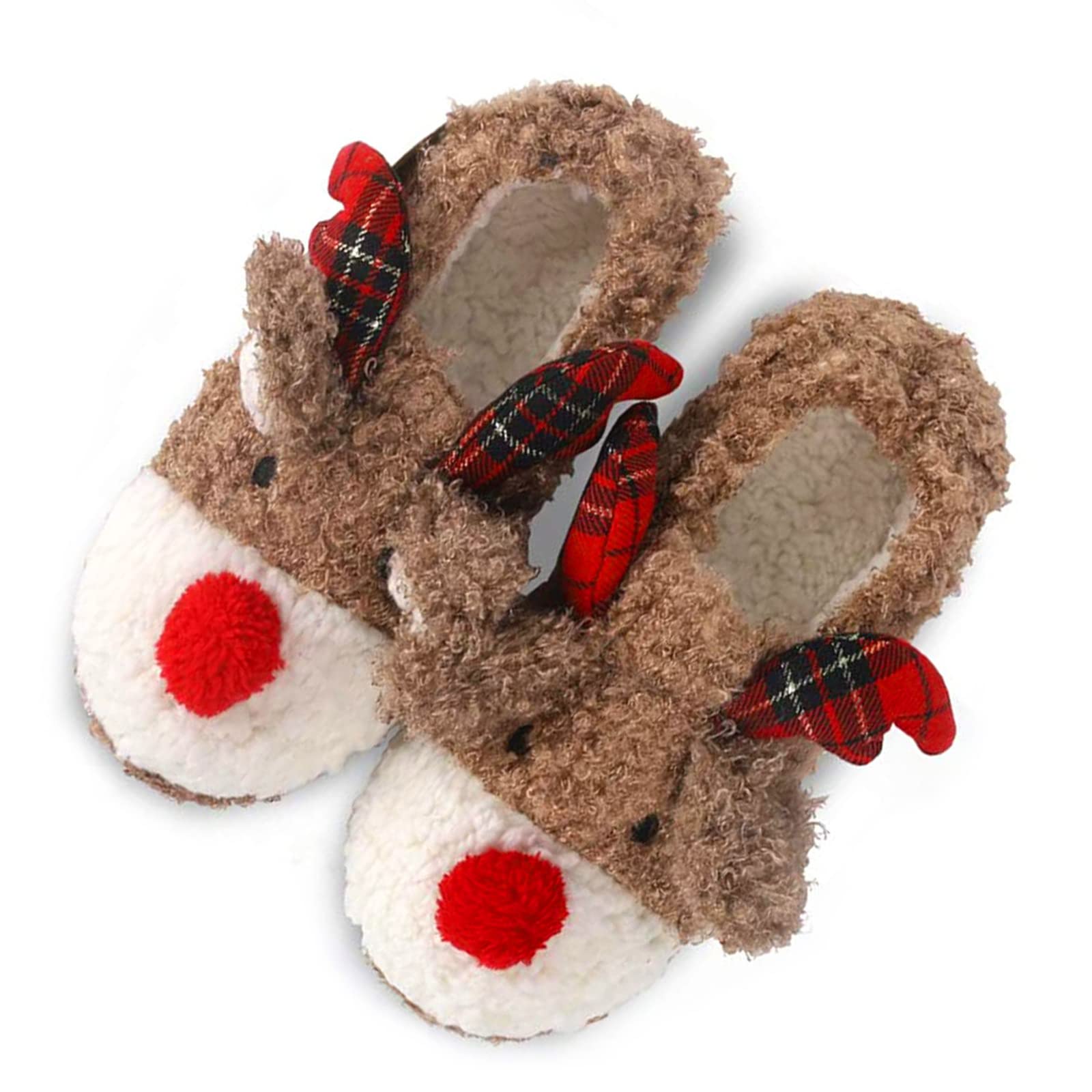 Solaud Women's Christmas Slippers Cute Fuzzy Reindeer Christma house Shoes Cozy Soft Plush Warm Home Bedroom Indoor Slippers